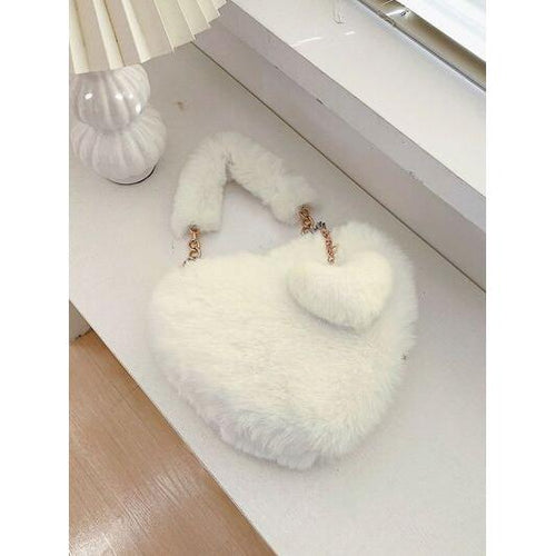 Load image into Gallery viewer, Luxurious Heart Shape Faux Fur Handbag
