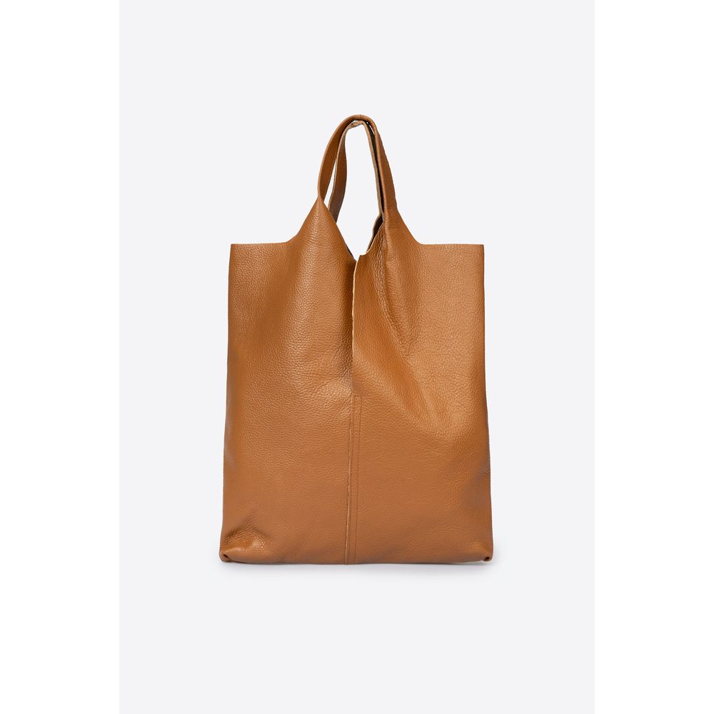 ARINA COGNAC: Exquisite Grain Leather Tote Shoulder Bag