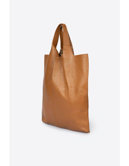 ARINA COGNAC: Exquisite Grain Leather Tote Shoulder Bag