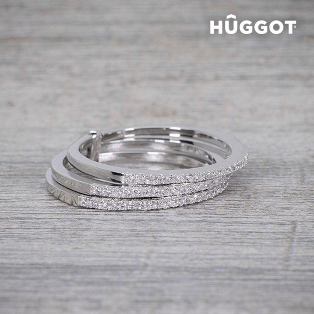 Hûggot Three 925 Sterling Silver Ring with Zircons-4
