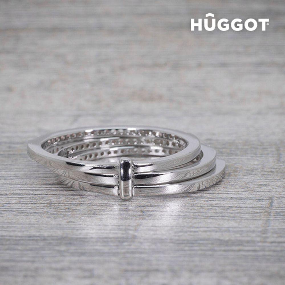 Hûggot Three 925 Sterling Silver Ring with Zircons-3