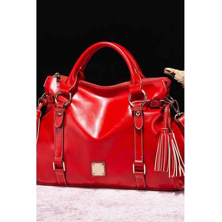 Luxurious PU Leather Handbag with Tassels