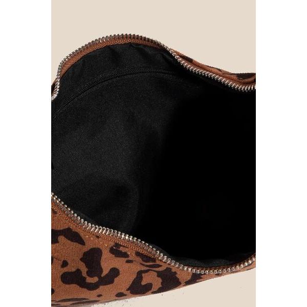 Fame Leopard Middle Stitch Zipper Handbag - A Touch of Elegance