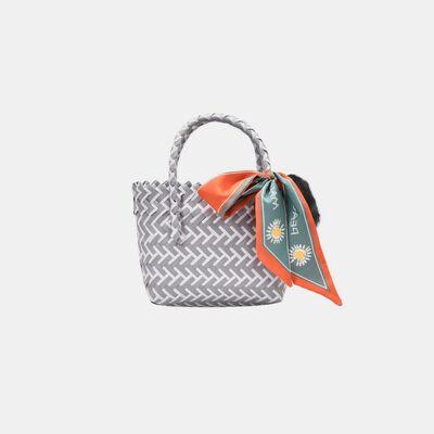 Load image into Gallery viewer, Contrast Woven Handbag with Ribbon
