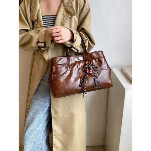 Load image into Gallery viewer, Luxurious PU Leather Handbag with Pendant
