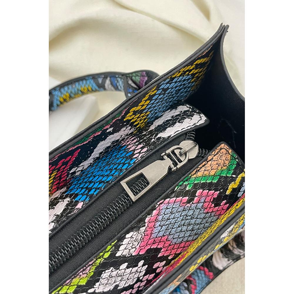 Snakeskin Print PU Leather Handbag
