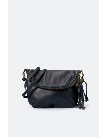 AGATA BLUE Women's Shoulder Bag in Full Grain Calfskin Leather