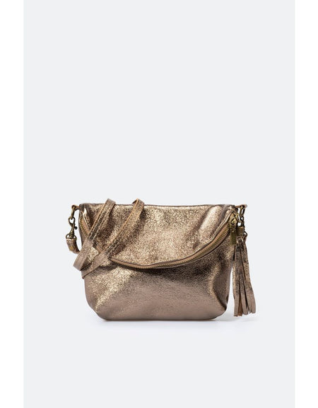 AGATA METAL GUN: Elegant Full Grain Calfskin Leather Shoulder Bag