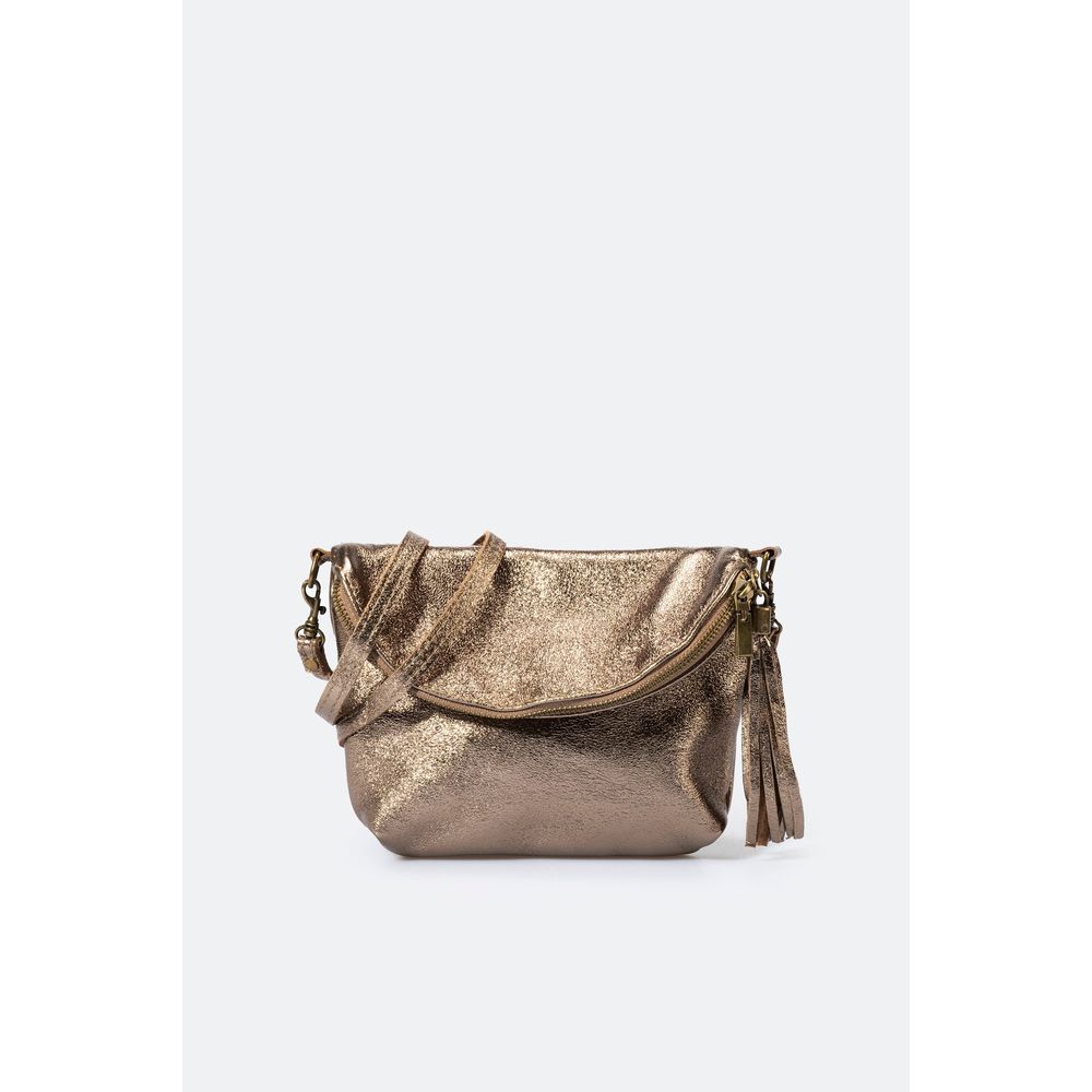 AGATA METAL GUN: Elegant Full Grain Calfskin Leather Shoulder Bag