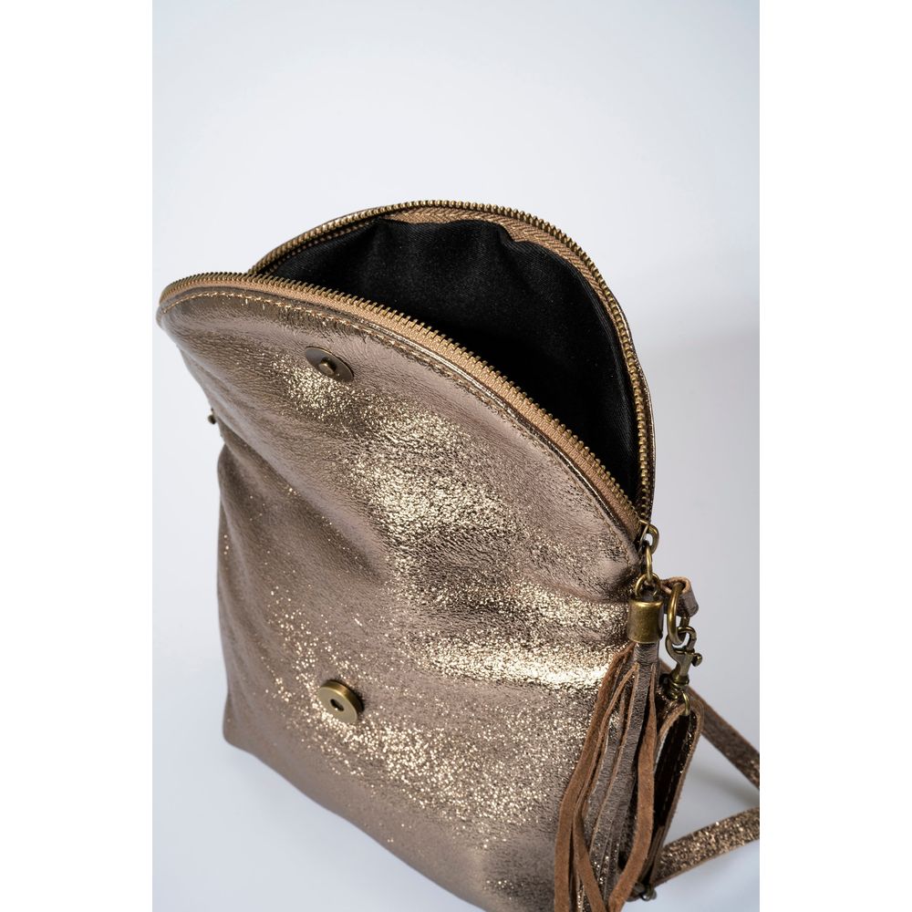 AGATA METAL GUN: Elegant Full Grain Calfskin Leather Shoulder Bag