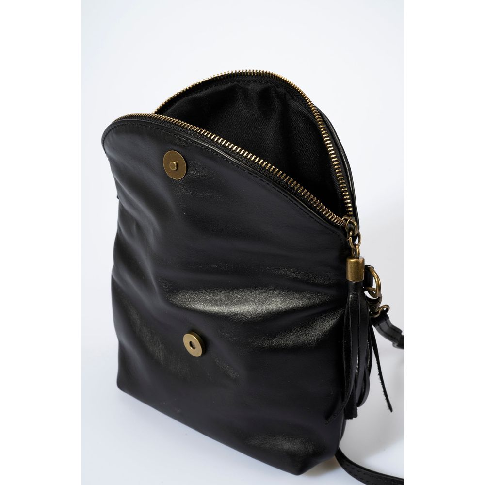 AGATA METAL GUN: Elegant Full Grain Calfskin Leather Shoulder Bag