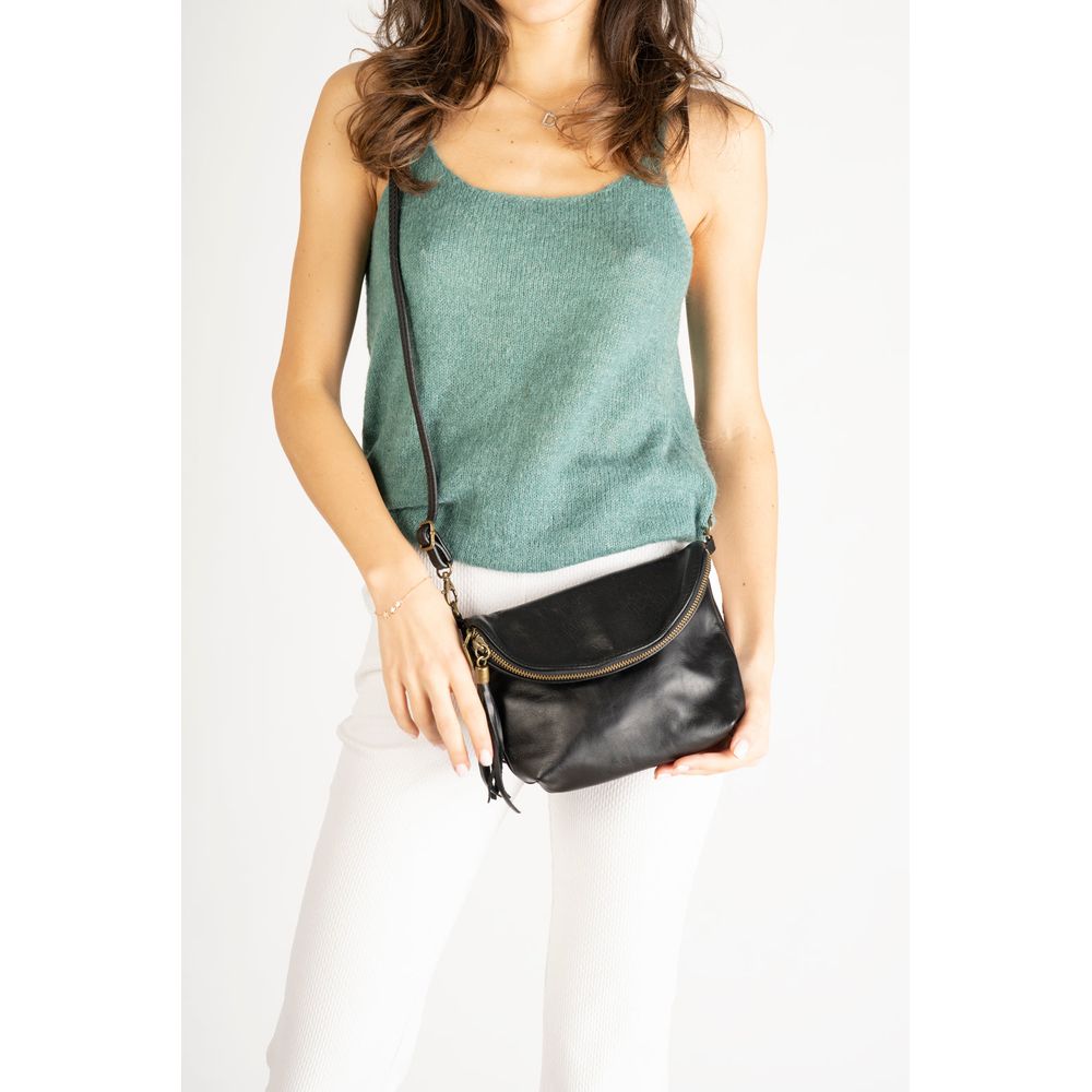 AGATA METAL GUN: Elegant Full Grain Calfskin Leather Shoulder Bag