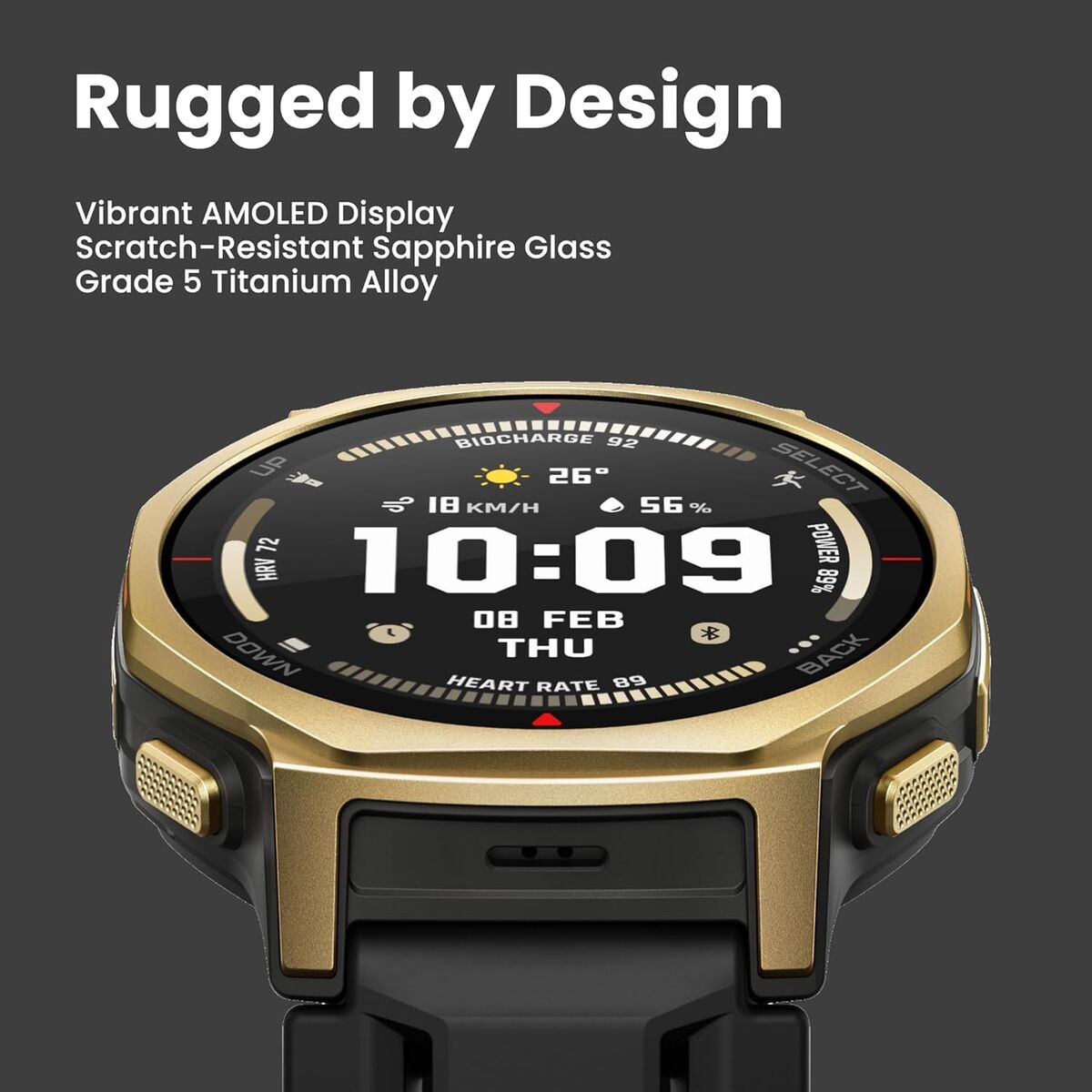 Smartwatch Amazfit W2548GL1N Black Golden Ø 44 mm-7