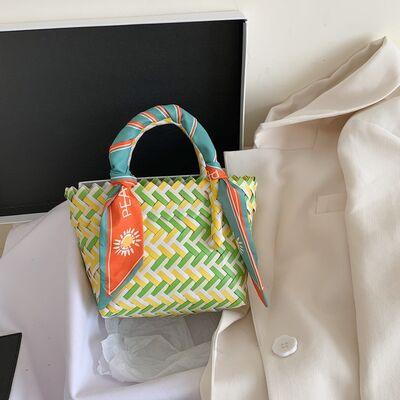 Load image into Gallery viewer, Contrast Woven Handbag with Ribbon
