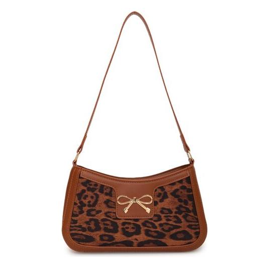 Bow Leopard PU Leather Handbag - A Statement of Elegance and Style