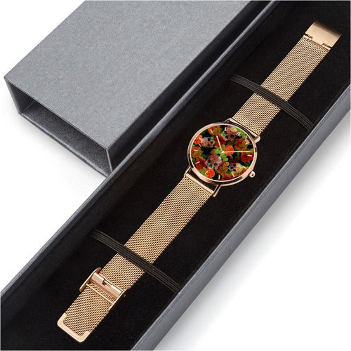 Load image into Gallery viewer, Jacki Easlick Floral Skulls Ultra-thin Stainless Steel Quartz Watch
