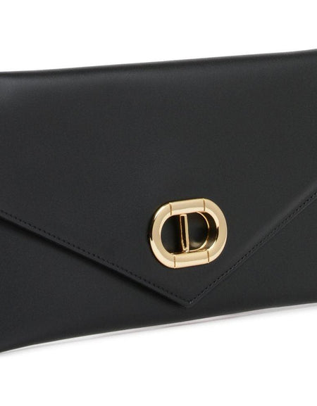 Leather Envelope Clutch Black