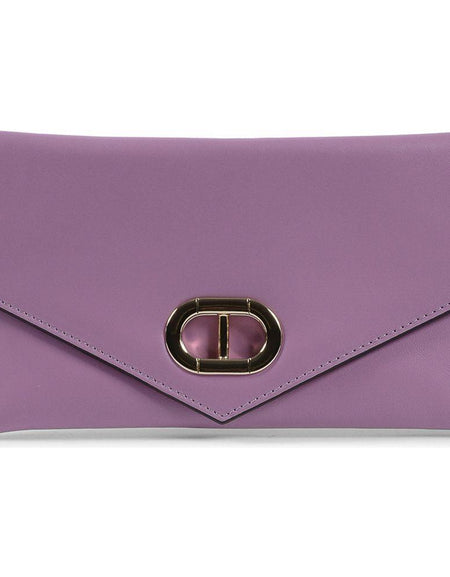 Leather Envelope Clutch Purple