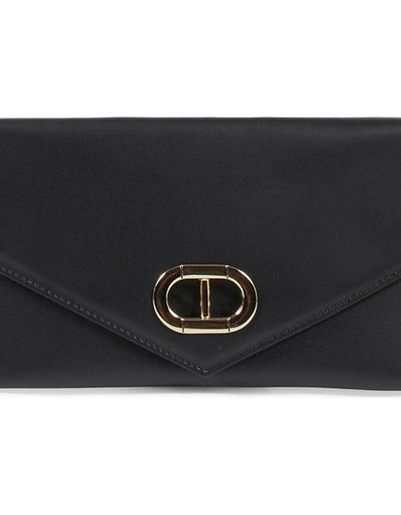 Leather Envelope Clutch Black