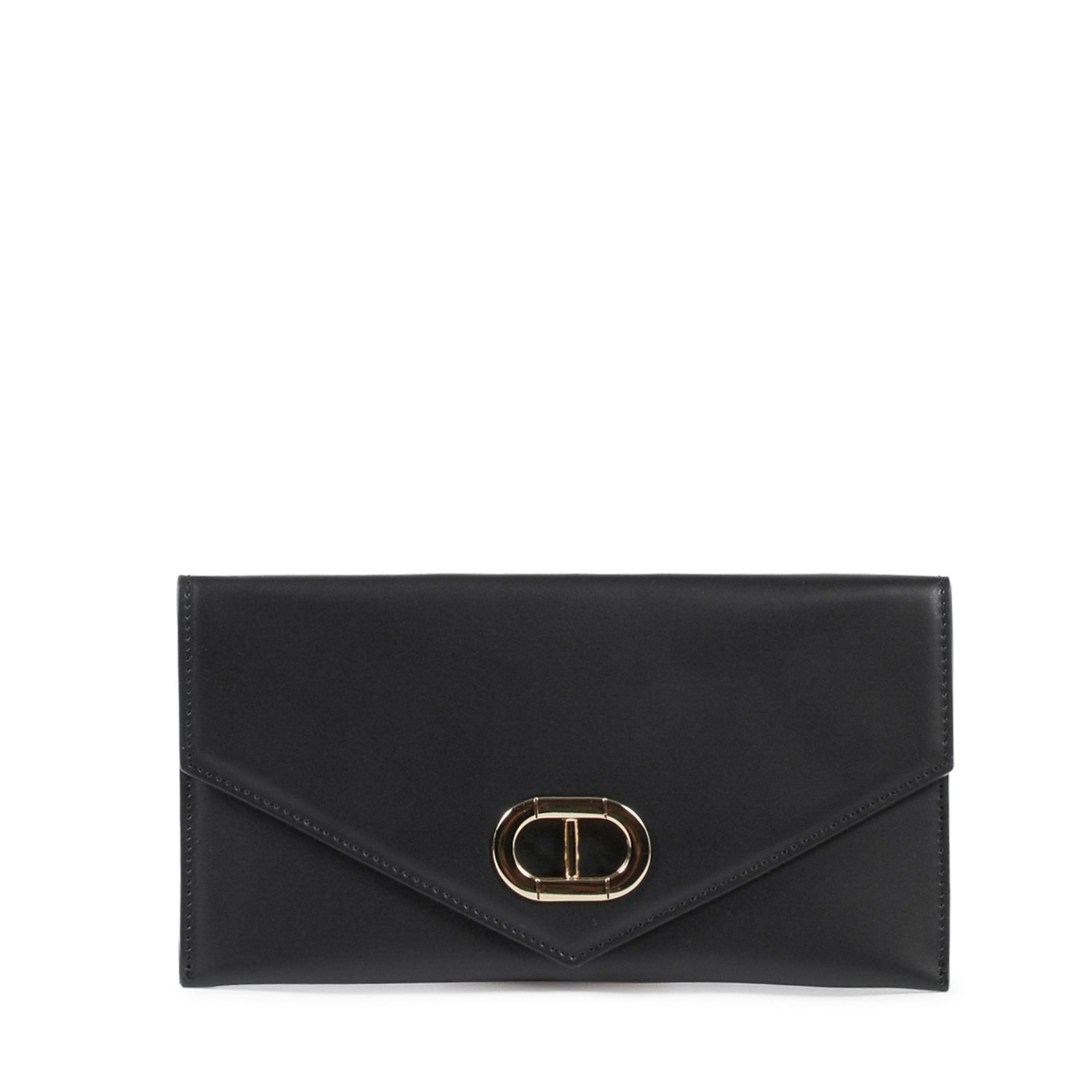 Leather Envelope Clutch Black