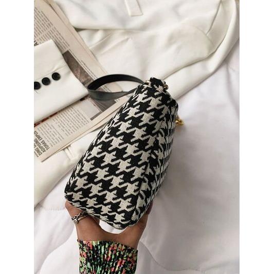 Houndstooth Polyester Handbag