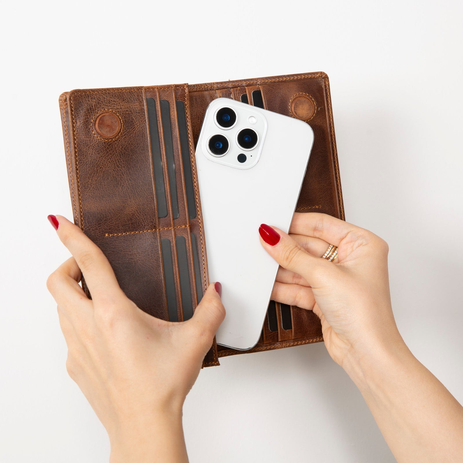 Sedona Leather Unisex Wallet – Genuine Leather Wallet with Phone Pocket & Card Organizer-5