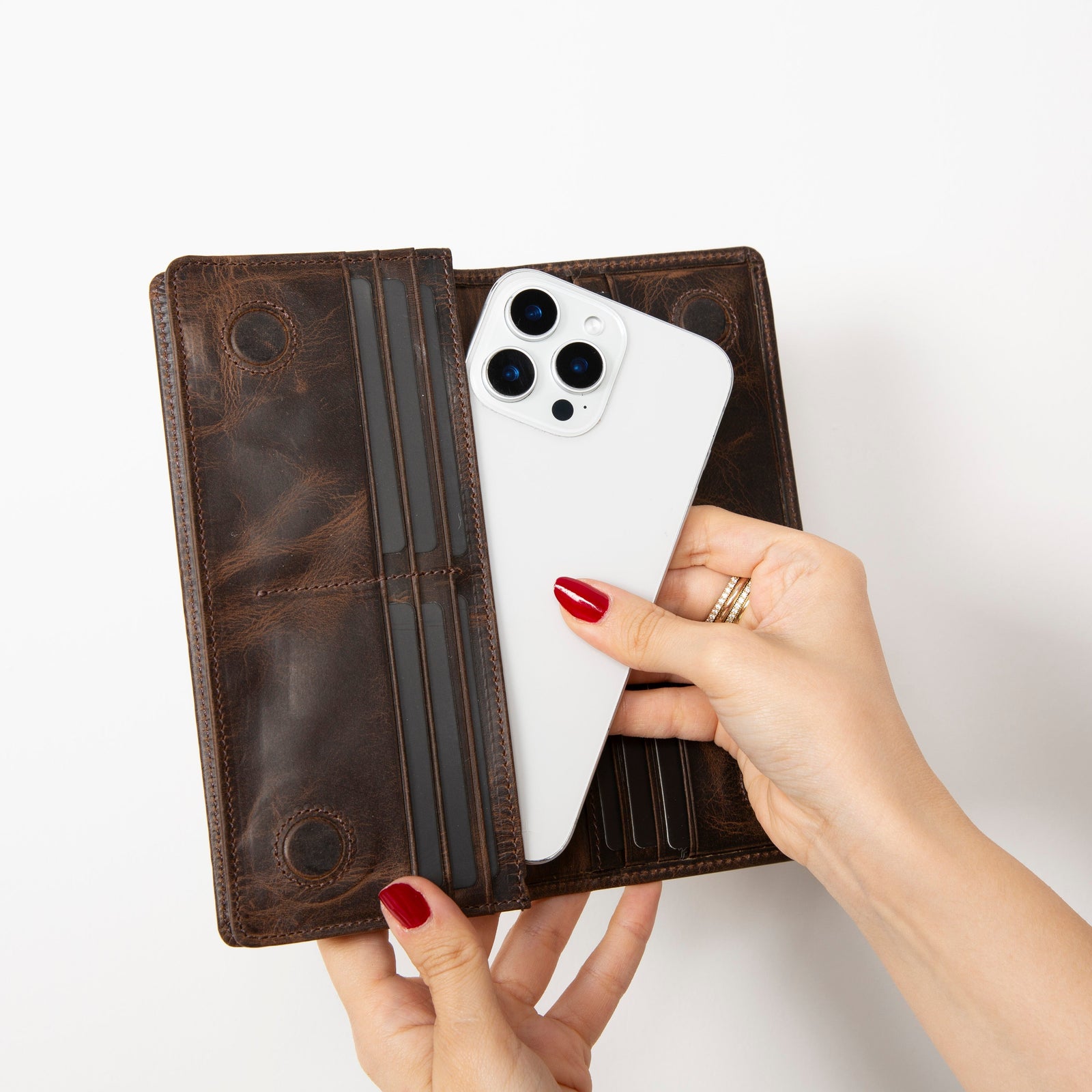 Sedona Leather Unisex Wallet – Genuine Leather Wallet with Phone Pocket & Card Organizer-9