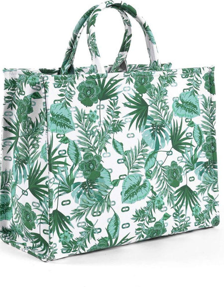 Dee Canvas Tote - Exquisite Green Elegance