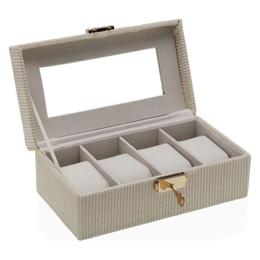 Box for watches Versa Beige MDF Wood 11,5 x 8 x 21 cm-0