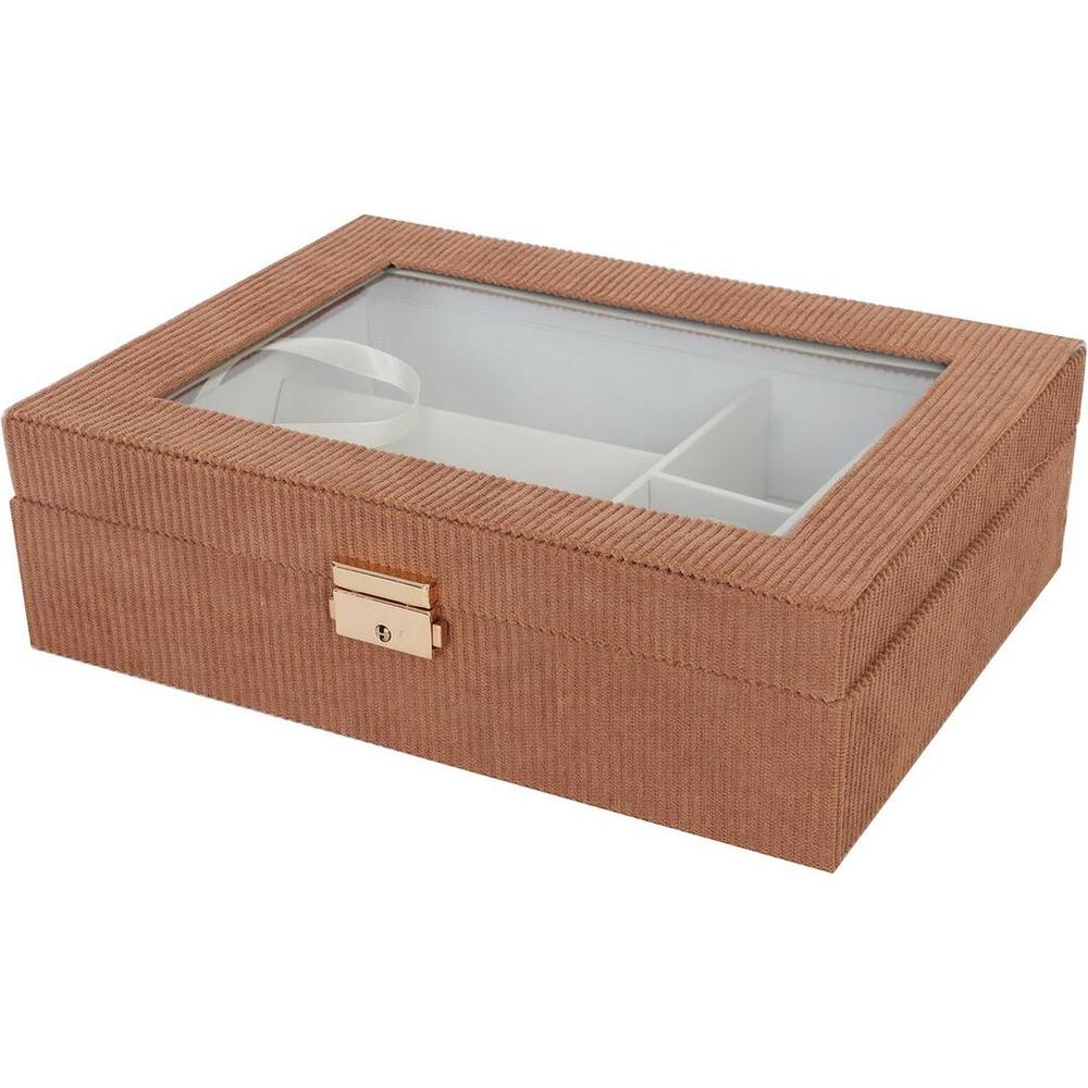 Box for watches Versa Red Polyester MDF Wood 11,5 x 8 x 21 cm-1