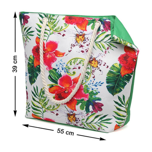 Load image into Gallery viewer, Bag Green Beach Flowers-0
