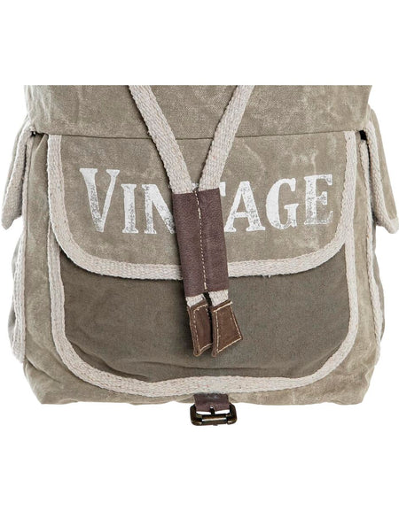 Casual Backpack DKD Home Decor Star Vintage Grey Cotton Leather (30 x 17 x 44 cm)-1