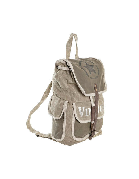 Casual Backpack DKD Home Decor Star Vintage Grey Cotton Leather (30 x 17 x 44 cm)-0