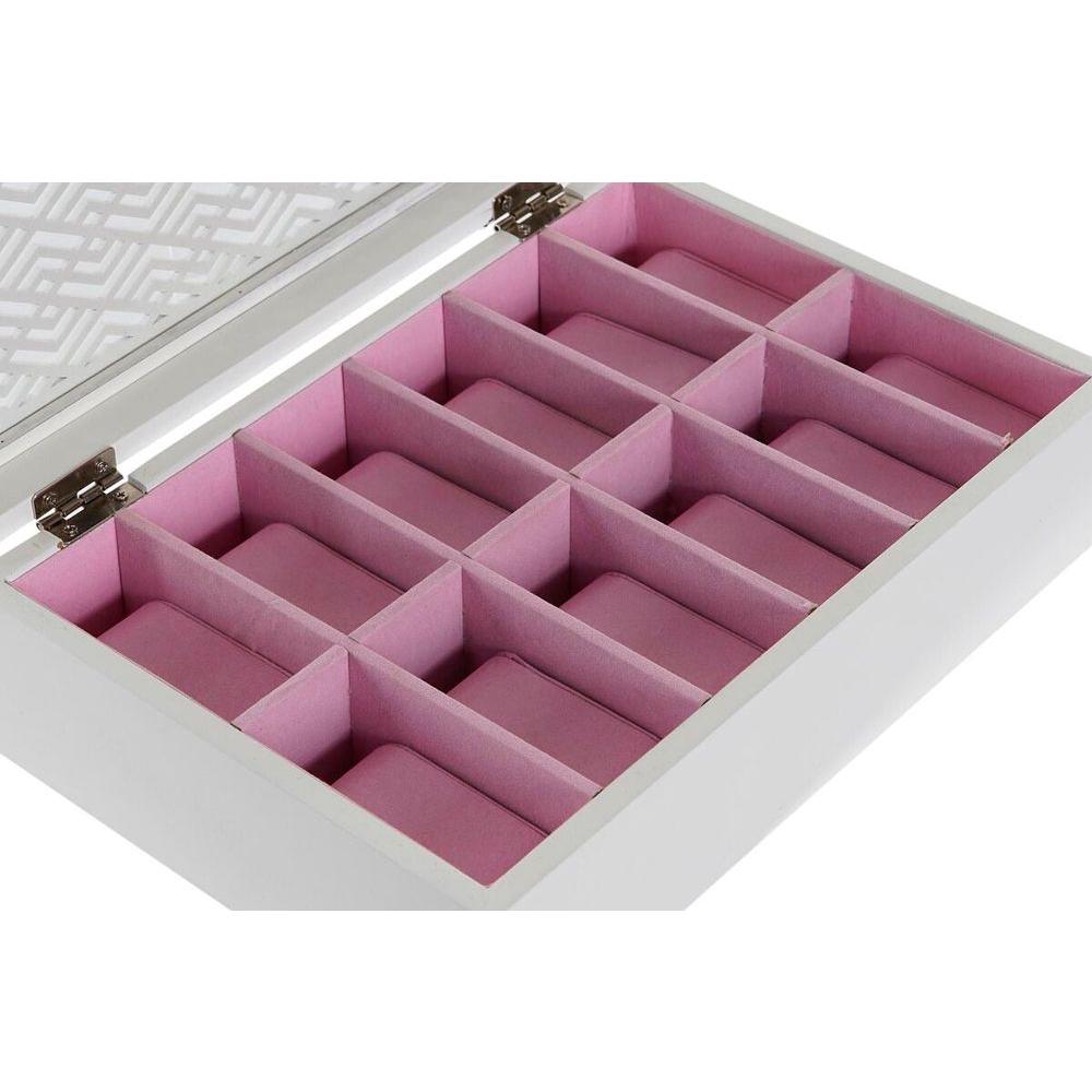 Box for watches DKD Home Decor White Light Pink Crystal MDF Wood 29 x 20 x 9 cm (12 Units)-3