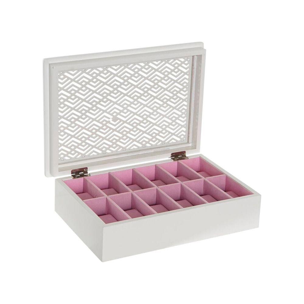 Box for watches DKD Home Decor White Light Pink Crystal MDF Wood 29 x 20 x 9 cm (12 Units)-0