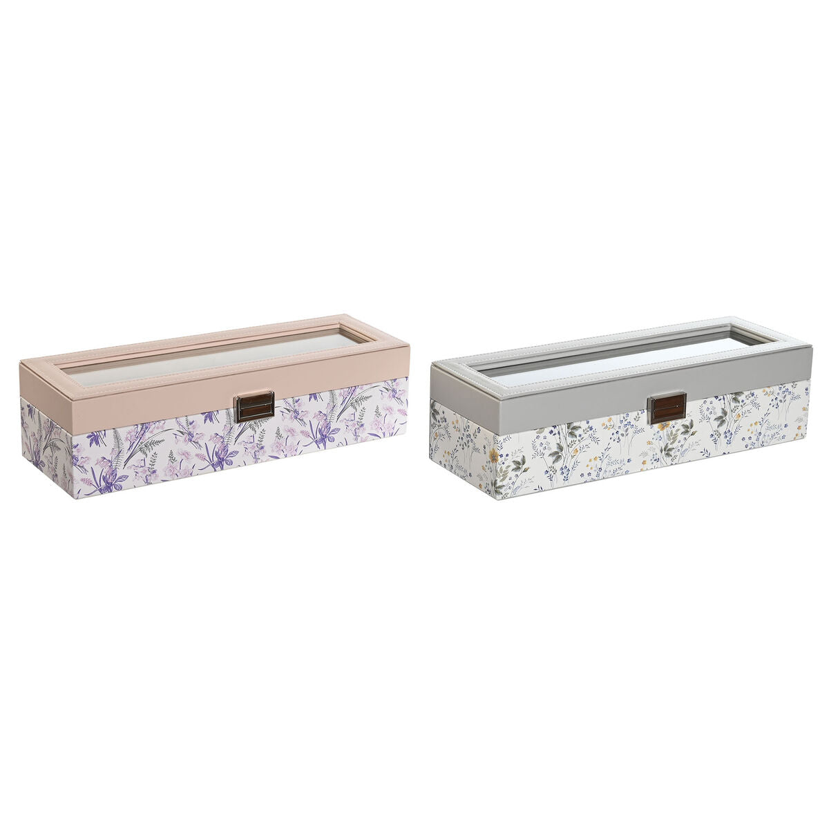 Box for watches DKD Home Decor White Grey Lilac Light Pink Crystal 33 x 11 x 9 cm (2 Units)-0