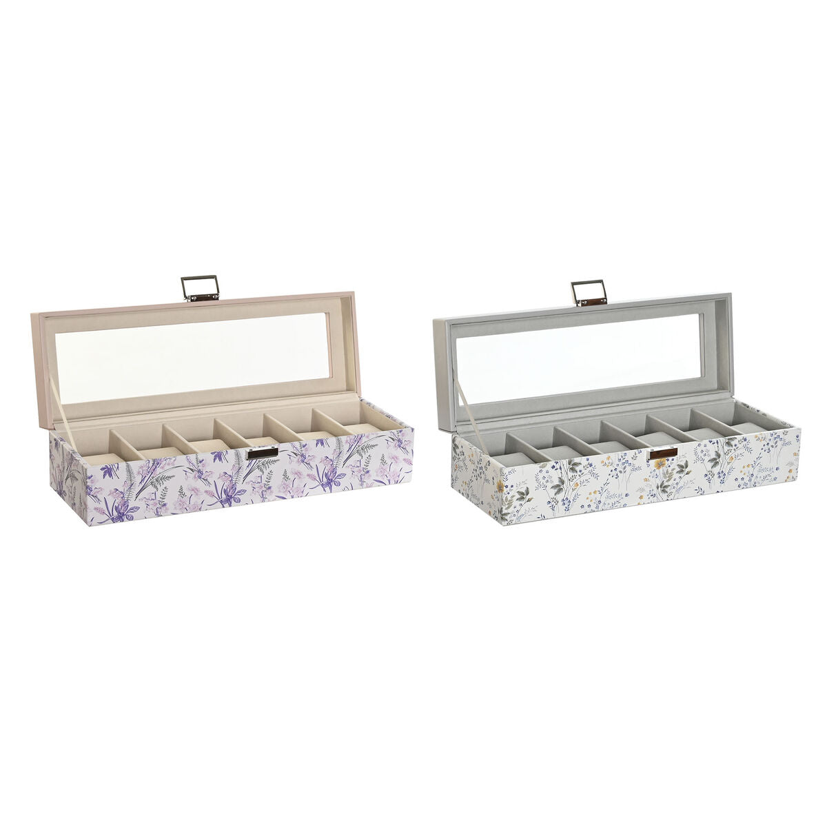 Box for watches DKD Home Decor White Grey Lilac Light Pink Crystal 33 x 11 x 9 cm (2 Units)-1