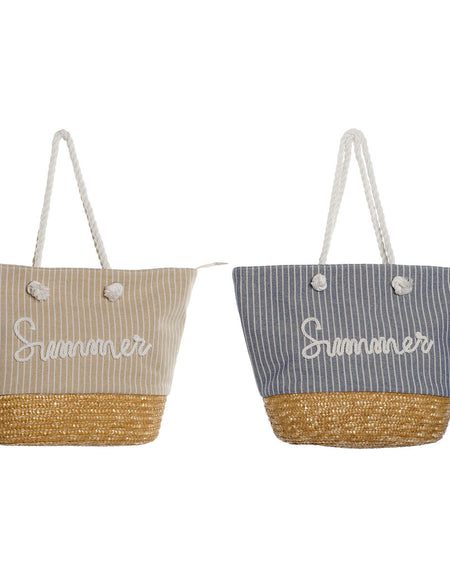 Women's Handbag Home ESPRIT Blue Beige Natural 52 x 16 x 33 cm (2 Units)-0