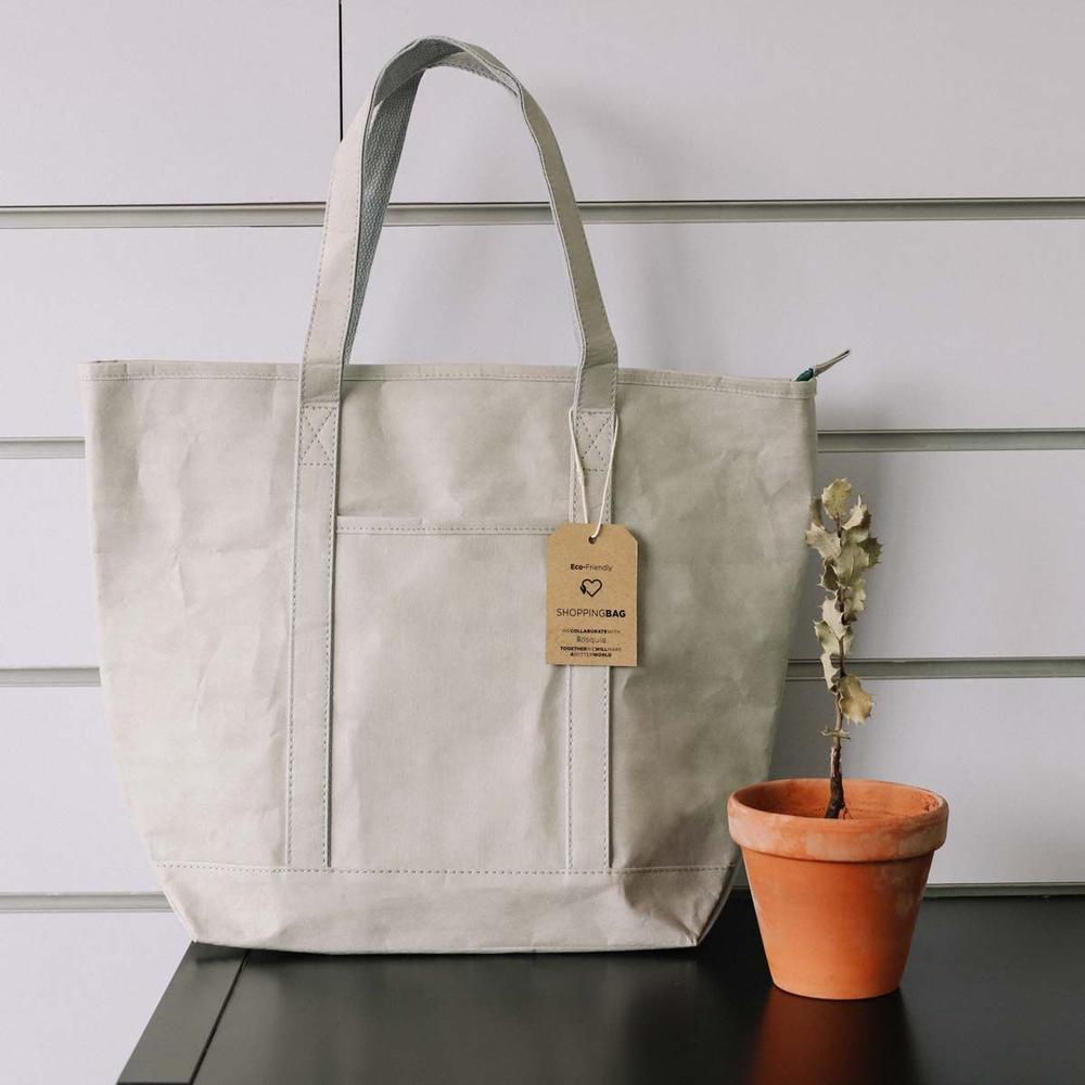 Shopping Bag KSIX Grey Polyester kraft paper-12