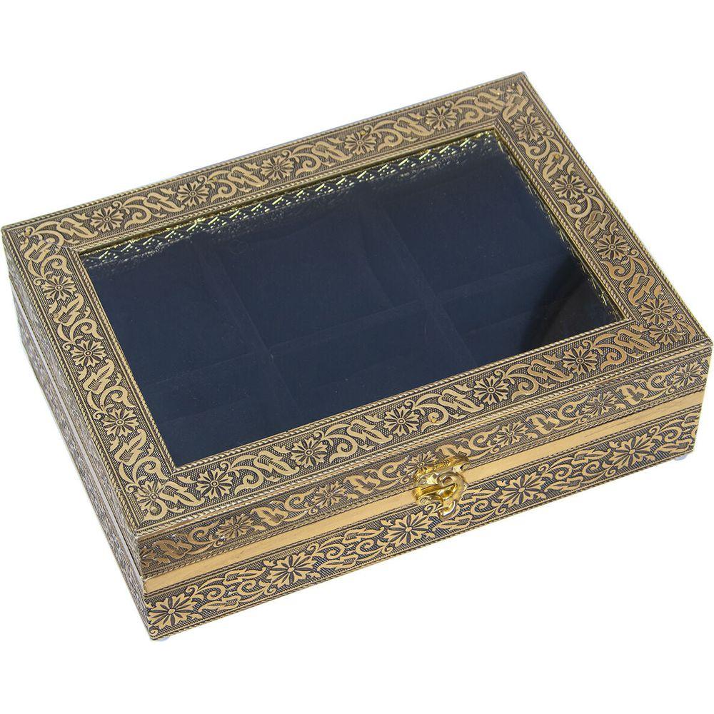 Box for watches Alexandra House Living Black Golden Metal 20 x 28 x 20 cm-0