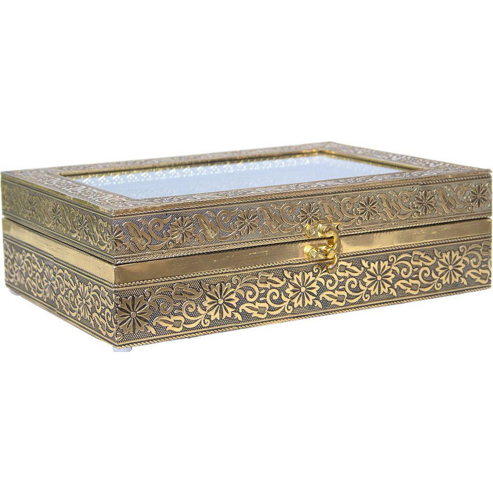 Box for watches Alexandra House Living Black Golden Metal 20 x 28 x 20 cm-3