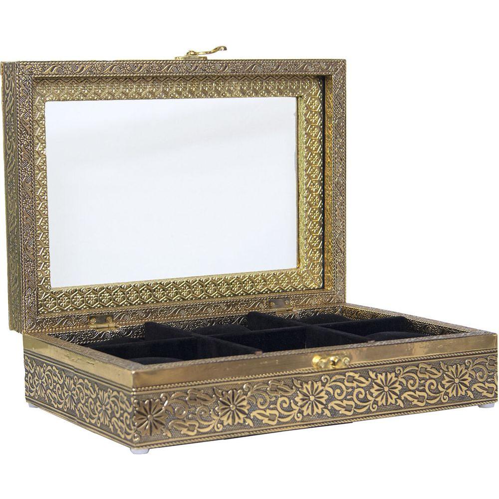 Box for watches Alexandra House Living Black Golden Metal 20 x 28 x 20 cm-1