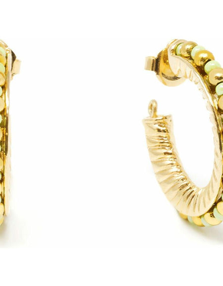 Ladies' Earrings Shabama Etiopia Brass gold-plated Green 2 cm-0