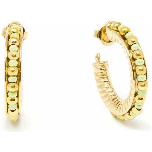 Load image into Gallery viewer, Ladies&#39; Earrings Shabama Etiopia Brass gold-plated Green 2 cm-0
