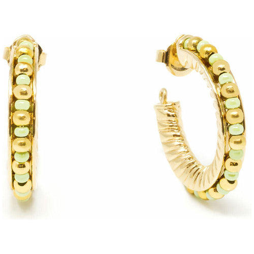 Load image into Gallery viewer, Ladies&#39; Earrings Shabama Etiopia Brass gold-plated Green 3 cm-0
