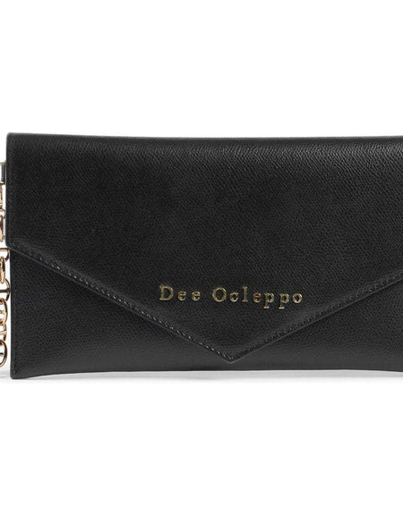 Dee Ocleppo Women's Clutch DC220 LOGO PALMELLATO BLACK - Exquisite Leather Elegance