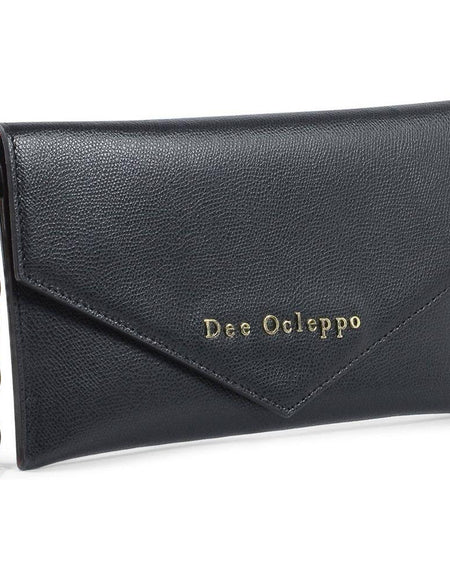 Dee Ocleppo Women's Clutch DC220 LOGO PALMELLATO BLACK - Exquisite Leather Elegance