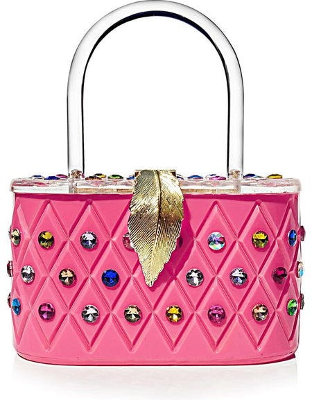 "Angel" Pink Rainbow Acrylic Box Clutch Bag