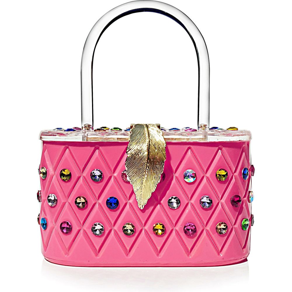 "Angel" Pink Rainbow Acrylic Box Clutch Bag