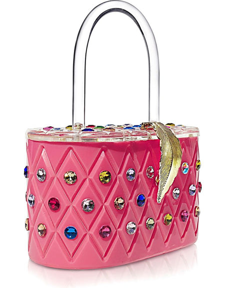 "Angel" Pink Rainbow Acrylic Box Clutch Bag